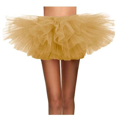 WDPL Women's Mini Ballet Halloween Tutu Costume Tulle Skirt Gold X-Large