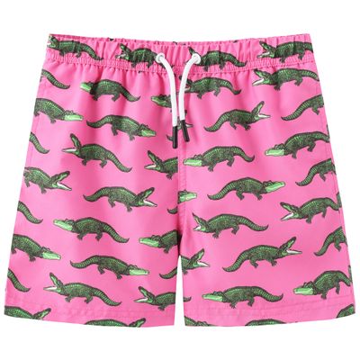 ECGK Boys Swim Trunks Compression Liner Swim Shorts Quick Dry Bathing Suit with Boxer Brief Swimwear Pink Crocodile 14-16 Years