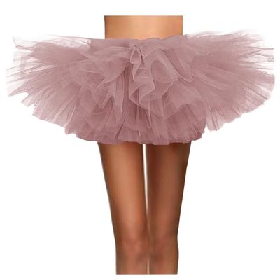 WDPL Women's Mini Ballet Halloween Tutu Costume Tulle Skirt Dusty Pink Medium