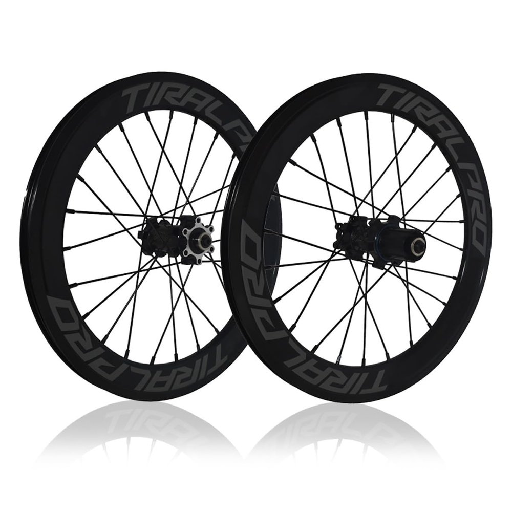 349/406/451 BMX Wheelset Folding Bicycles Wheel Disc Brake Rim 40mm High Quick Release Carbon Fiber Hub 100/135mm 8 9 10 11 12 Speed 24 Holes (Size : Black_406)