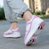 kydjfkd Children's Roller Skates Wheel Adjustable Retractable Inline Skates Two-in-One Multi-Purpose Four Wheel Invisible Roller Skates Sports Shoes with Wheel -C||36 view 2