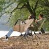 Beach Chair Lounger Foldable Lightweight Folding Sun Lounger - Portable Fishing Chair for Beach Or Lawn with Adjustable Backrest Camping Chair Outdoor for Patio Garden Beach Pool , Olive green view 2