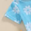 MOLZULAMS 0-3T Toddler Baby Girl Summer Clothes Short Sleeve Floral Tshirt Tops and Shorts Set Oversized Outfit Boho Clothes (H-Blue, 12-18 Months) view 4