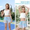 Girls Flowy Shorts Butterfly Shorts for Kids with Pocket 2-in-1 Athletic Shorts Running Shorts for Girls Youth Teen Active Workout Sports (Tie Dye Blue, Medium) view 4