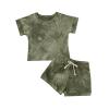 AMIMOJY Baby Boys Toddler Clothes Summer Set Tie Dye Short Sleeve T Shirt Round Neck Tops Shorts Casual Suit 2Pcs Outfits, 3-4 Years, Green view 1