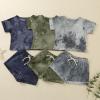 AMIMOJY Baby Boys Toddler Clothes Summer Set Tie Dye Short Sleeve T Shirt Round Neck Tops Shorts Casual Suit 2Pcs Outfits, 3-4 Years, Green view 3
