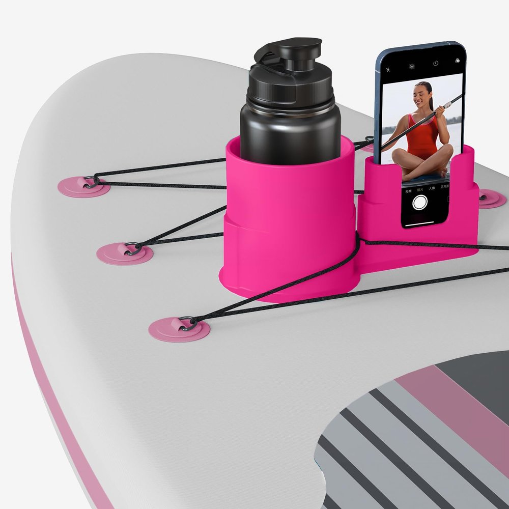iKristin Cup Paddle Board,Stand Up Paddle Board Accessories SUP Holder for Drink2-in-1 Anti-Flip Drink & Phone Holder (Pink)