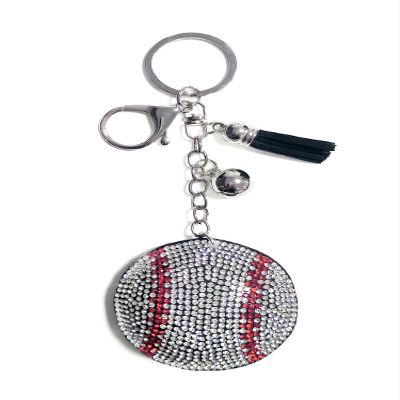 Rhinestone Baseball Keychain for Women and Men,Bling Sport Ball Keyring Keychains,Car Key Decor Bag Keychain for Sport Lover-Baseball