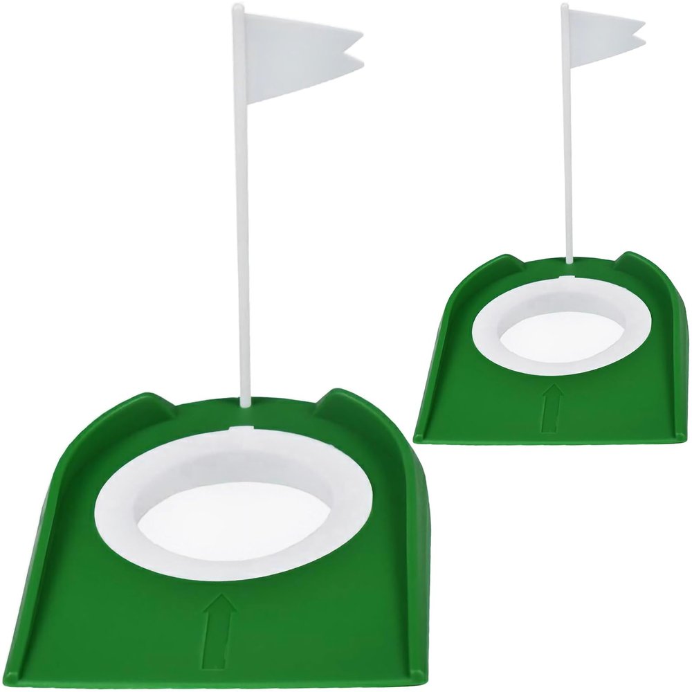 2-Pack Golf Practice Putting Cup with Flag, BENACES Golf Training Putters Portable Golf Hole Training Aids, Suitable for Indoor Outdoor Golfers