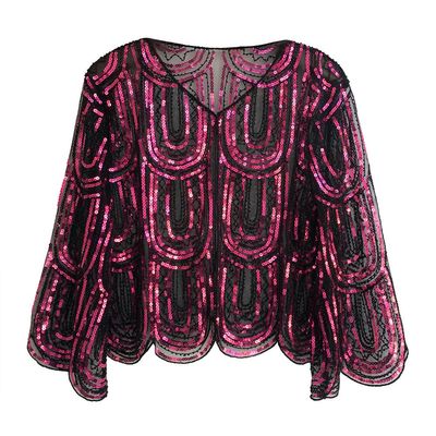 1920s Sequin Beaded Shawl Wraps Women's Flapper Shawl Wedding Cape Flapper Cover Up for Gatsby Party
