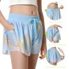 Girls Flowy Shorts Butterfly Shorts for Kids with Pocket 2-in-1 Athletic Shorts Running Shorts for Girls Youth Teen Active Workout Sports (Tie Dye Blue, Large) view 3