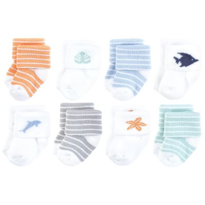 Hudson Baby Unisex Baby Cotton Rich Newborn and Terry Socks, Starfish, 0-6 Months
