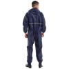 Linjinx Men's One Piece Hooded Raincoat Waterproof Rain Suit Reflective Jumpsuit Coveralls Motorcycle Rainsuit Navy Blue X-Large view 2