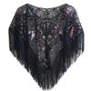 1920s Sequin Shawl Wraps Fringed Evening Cape Gatsby Party Flapper Cover Up Wedding Bridal Shawl for Women view 1