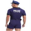 Moily Mens Police Officer Uniform Halloween Policeman Cosplay Costume Outfits Dirty Cop Short Jumpsuit Navy Blue Large view 2