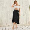 OBEEII Wrap Skirts for Women 2024 Summer Trendy Casual High Low Long Beach Skirt High Waisted Flowy Ruffle Hem A-line Wrap Around Skirt Self Tie Asymmetrical Split Midi Skirt Black L view 4