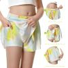 Girls Flowy Shorts Butterfly Shorts for Kids with Pocket 2-in-1 Athletic Shorts Running Shorts for Girls Youth Teen Active Workout Sports (Tie Dye Yellow, Medium) view 3