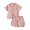 AMIMOJY Baby Boys Summer Clothes Cotton Linen Casual Suit Toddler Solid Color Short Sleeve Lapel Polo Tops Shorts 2Pcs Set, 18-24 Months view 1
