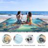 Beach Blanket - Beach Mat Sand Free Waterproof - 110x118 Inch Oversized Beach Blanket with 4 Corner Pockets & Stakes - Lightweight Beach Mats with Portable Bag - Summer Essentials for Travel & Picnic view 3