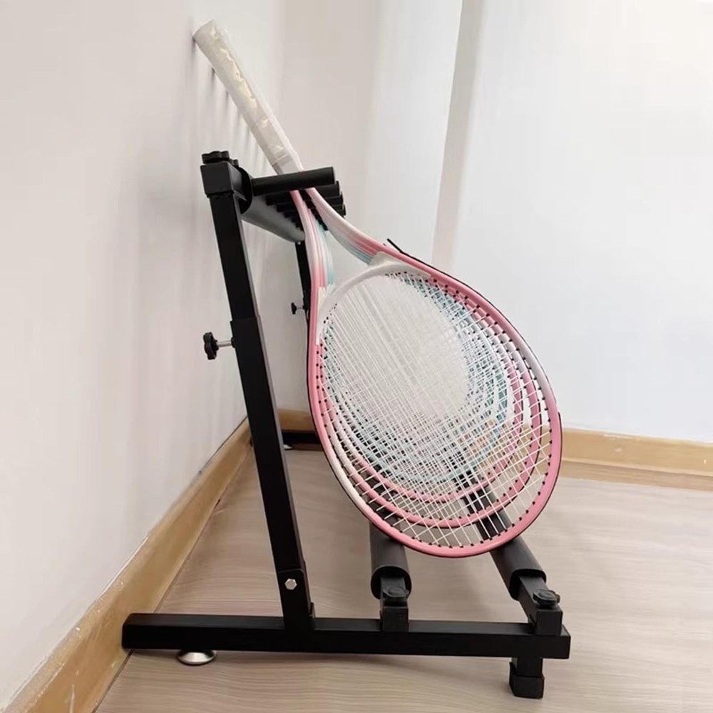 Adjustable Tennis Racket Stand for 7 Racquets, Detachable Badminton Racket Rack Floor Standing, Anti-Scratch Sponge Padded Guitar Holder