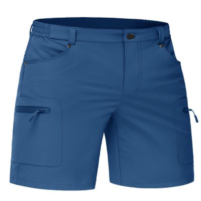 TACVASEN Men's Hiking Cargo Shorts 10 Inch Inseam Casual Lightweight Quick Dry Golf Shorts with Zipper Pockets Outdoor Summer Blue Gray