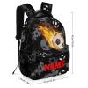 Custom Black Football Fire Backpack for Kids Boys Girls Personalized Name Text Children Backpack School Bag Customized Daypack Schoolbag for Student Bookbag view 2