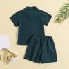 AMIMOJY Baby Boys Summer Clothes Cotton Linen Casual Suit Toddler Solid Color Short Sleeve Lapel Polo Tops Shorts 2Pcs Set, 18-24 Months view 3