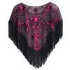 1920s Sequin Shawl Wraps Fringed Evening Cape Gatsby Party Flapper Cover Up Wedding Bridal Shawl for Women