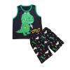 AMIMOJY Boys' Summer Clothes Toddler Baby Homewear Dinosaurs Print Top Round Neck Sleeveless Shirt Shorts 2Pcs Outfits Set, 4T, Green view 1