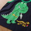 AMIMOJY Boys' Summer Clothes Toddler Baby Homewear Dinosaurs Print Top Round Neck Sleeveless Shirt Shorts 2Pcs Outfits Set, 4T, Green view 2