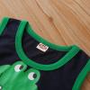 AMIMOJY Boys' Summer Clothes Toddler Baby Homewear Dinosaurs Print Top Round Neck Sleeveless Shirt Shorts 2Pcs Outfits Set, 4T, Green view 3