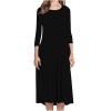 NaRHbrg Women's Summer Casual Boho Dress 3/4 Sleeve Loose Casual Long Maxi Dresses Beach Long Dress Casual Loose Sundress Black view 2