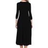 NaRHbrg Women's Summer Casual Boho Dress 3/4 Sleeve Loose Casual Long Maxi Dresses Beach Long Dress Casual Loose Sundress Black view 3