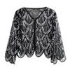 1920s Sequin Beaded Shawl Wraps Women's Flapper Shawl Wedding Cape Flapper Cover Up for Gatsby Party view 1