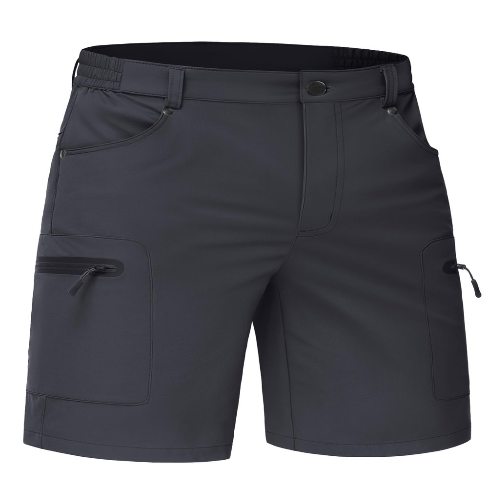 TACVASEN Mens Cargo Casual Shorts Quick Dry Lightweight Hiking Shorts for Men 10 Inch Inseam with Zipper Pockets for Outdoor Golf Summer Dark Grey