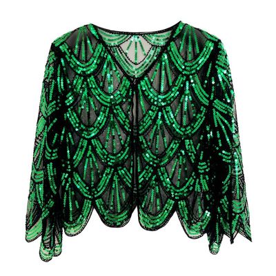 1920s Sequin Beaded Shawl Wraps Women's Flapper Shawl Wedding Cape Flapper Cover Up for Gatsby Party