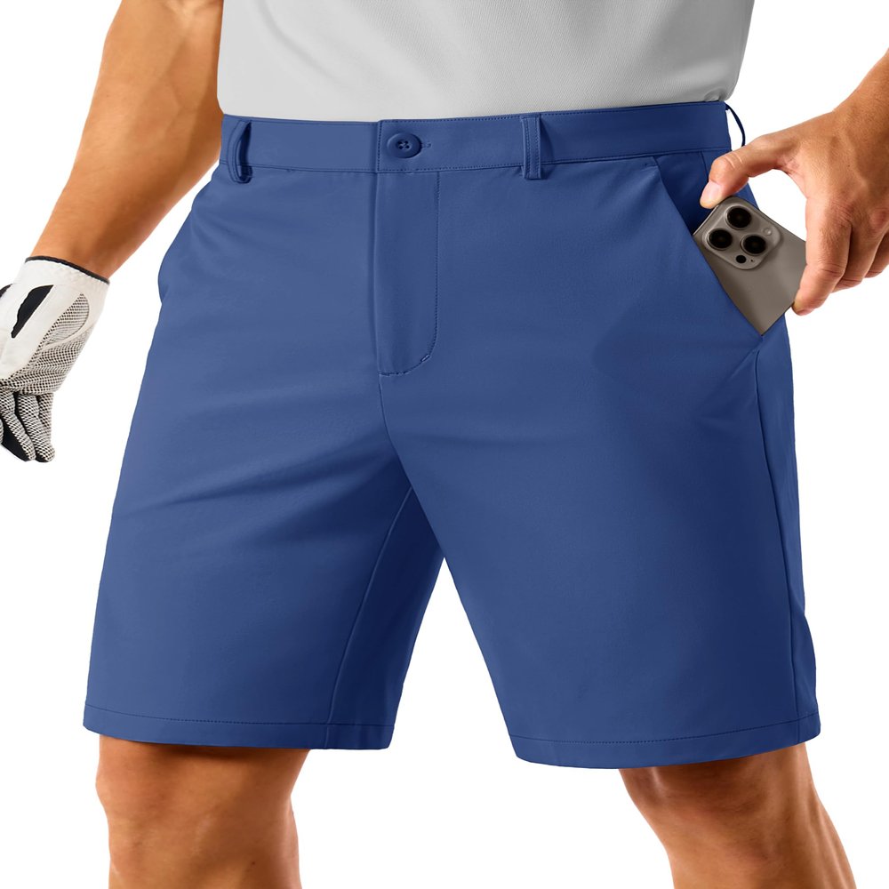 TACVASEN Mens Dress Shorts Quick Dry Stretch Lightweight Casual Work Golf Shorts Men Water Resistant Breathable for Summer Bluegray