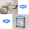 Black Iron Frame Badminton Tennis Racket Display Rack, Racquet Storage Cart with Wheels, Sports Equipment Organizer for School/Garage view 3