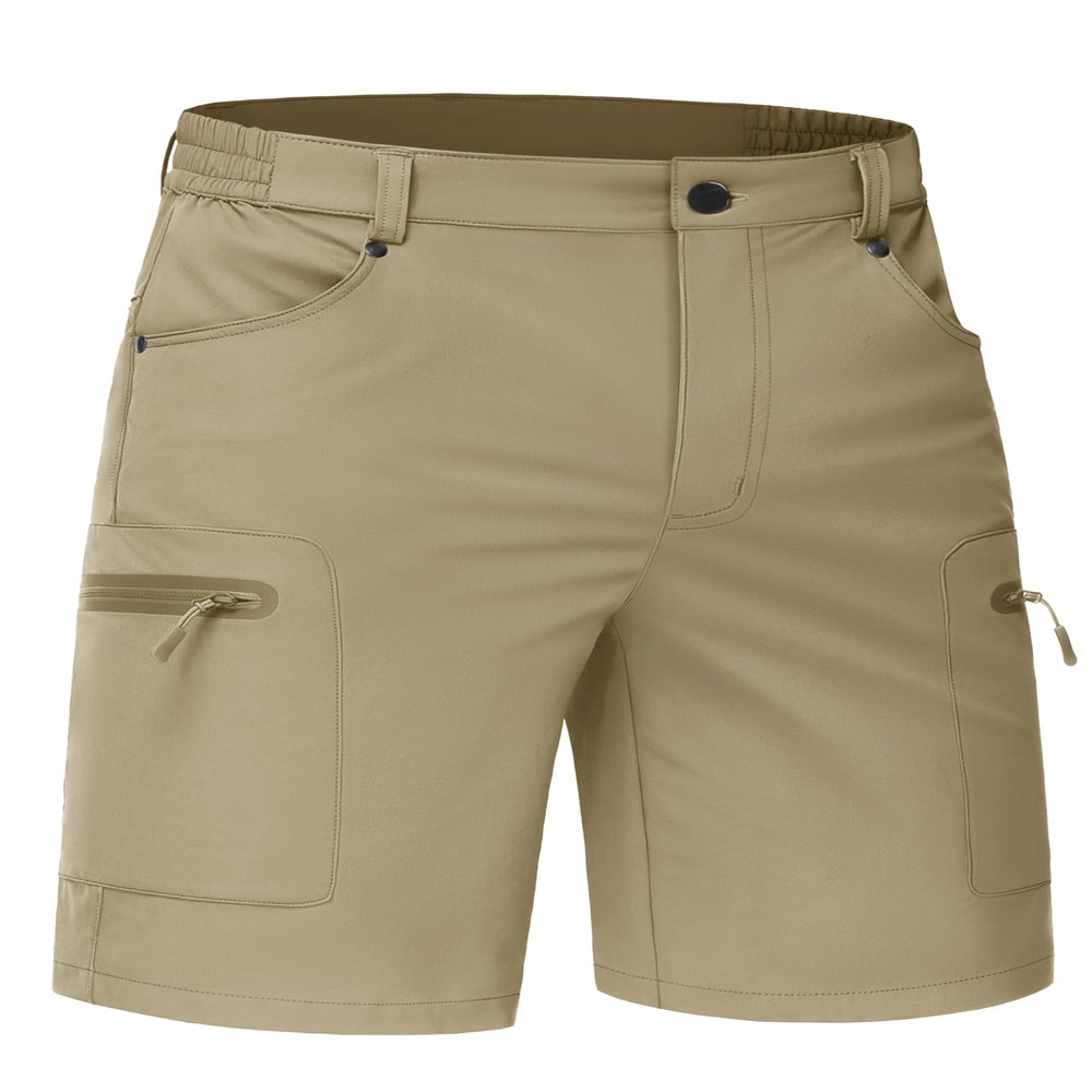 TACVASEN Mens Hiking Cargo Shorts 10 Inch Inseam Dry Fit Water Resistant Casual Summer Khaki Shorts with Zipper Pockets for Outdoor Golf