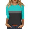 3/4 Sleeve T Shirts for Women Raglan Contrast Crew Neck Cute Summer Tops 2025 Dressy Casual Shirts Fashion Three Quarter Elegant Tunic Tops with Leggings Boho Dressy Blouses Womens 3/4 Sleeve Tops view 1