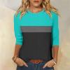 3/4 Sleeve T Shirts for Women Raglan Contrast Crew Neck Cute Summer Tops 2025 Dressy Casual Shirts Fashion Three Quarter Elegant Tunic Tops with Leggings Boho Dressy Blouses Womens 3/4 Sleeve Tops view 2