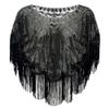 1920s Sequin Beaded Shawl Wraps Fringed Evening Cape Women's Flapper Accessories Bridal Shawl Flapper Cover Up view 1