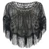 1920s Sequin Beaded Shawl Wraps Fringed Evening Cape Women's Flapper Accessories Bridal Shawl Flapper Cover Up view 3