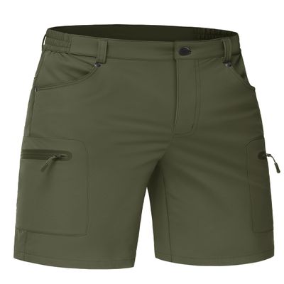 TACVASEN Mens Tactical Shorts Quick Dry Lightweight Hiking Cargo 10 Inch Inseam Shorts with Zipper Pockets Casual Outdoor Travel Army Green