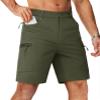 TACVASEN Mens Tactical Shorts Quick Dry Lightweight Hiking Cargo 10 Inch Inseam Shorts with Zipper Pockets Casual Outdoor Travel Army Green view 2