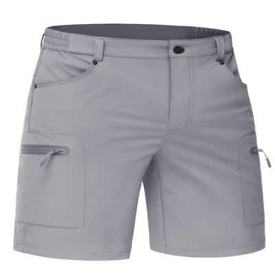 TACVASEN Mens Cargo Hiking Shorts 10" Inseam Dry Fit Waterproof Outdoor Casual Grey Tactical Shorts with Multi Pockets for Travel Fishing