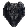 1920s Sequin Shawl Wraps Fringed Evening Cape Gatsby Party Flapper Cover Up Wedding Bridal Shawl for Women view 1