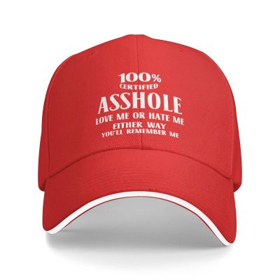 100% Certified Assholes Loves Me Or Hate Me Funny Baseball Cap Trucker Hats Sports Hat Men and Women Red