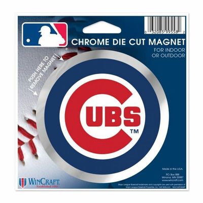 WinCraft Licensed MLB Team Logo Chrome Die Cut Indoor/Outdoor Magnet (Chicago Cubs)