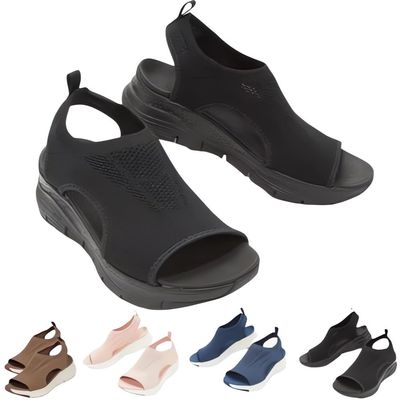 Women's Breathable Orthopedic Sandals, 2024 New Soft Shoes Go Walking Slip on Diabetic Foam Shoes, Arch Support Shoes for Women Wide Width (Black, Adult, Women, 8, Numeric, US Footwear Size System, Wide)